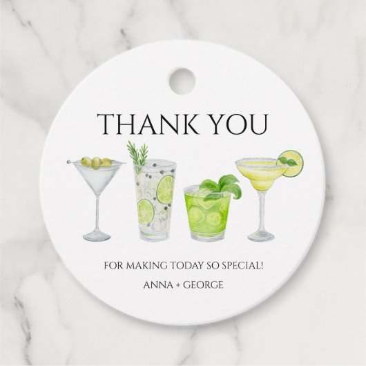 Dank je Margarita Cocktail Bruidsparen Shower Bedankjes Labels (Voorkant)