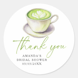 Dank je Matcha Thee Bruidsuitnodiging Ronde Sticker