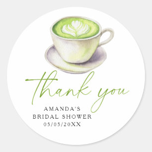 Dank je Matcha Thee Bruidsuitnodiging Ronde Sticker