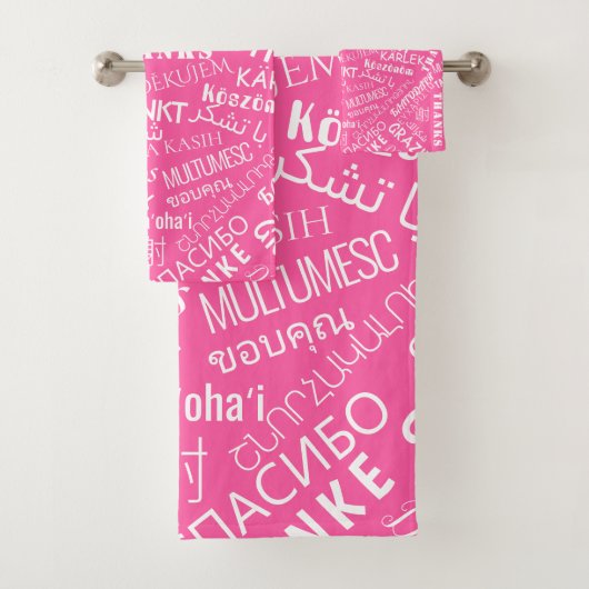 Dank je! - Meertalige internationaal - roze Bad Handdoek (Insitu)