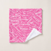 Dank je! - Meertalige internationaal - roze Bad Handdoek (Wasdoekje)