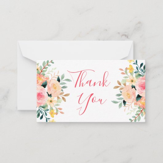 Dank je meisje baby shower waterverf Bloemroze Notitiekaartje (Voorkant)