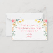 Dank je meisje baby shower waterverf Bloemroze Notitiekaartje (Achterkant)