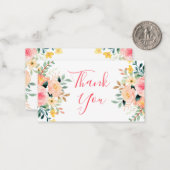 Dank je meisje baby shower waterverf Bloemroze Notitiekaartje (Voorkant / Achterkant in situ)