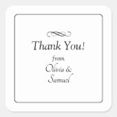Dank je! met Namen, Zwart Witte Oneindige Rol Vierkante Sticker (Voorkant)
