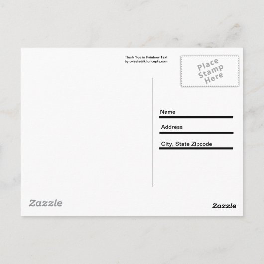 Dank je met Regenboog Kleuren Briefkaart (Achterkant)