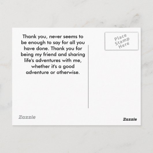 Dank je, mijn vriend. briefkaart (Achterkant)