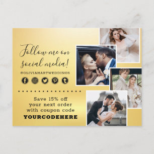 Dank je Minimalistische Gouden Swash Chic Logo 4-F Briefkaart