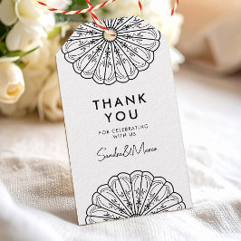 Dank je minimalistische zwart-wit bloemen cadeaulabel