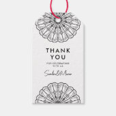 Dank je minimalistische zwart-wit bloemen cadeaulabel (Voorkant)