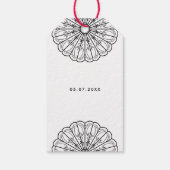 Dank je minimalistische zwart-wit bloemen cadeaulabel (Achterkant)