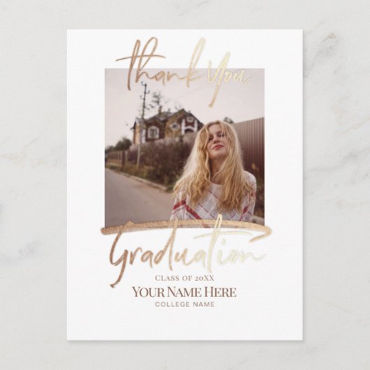 Dank je Modern Elegante Afstudeerfoto Briefkaart (Voorkant)