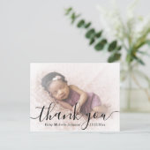 dank je , modern script , foto van pasgeboren baby briefkaart (Staand voorkant)