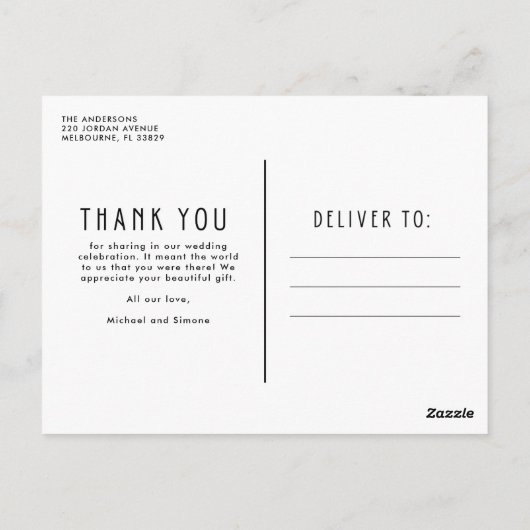 Dank je Modern Wedding Foto Briefkaart (Achterkant)