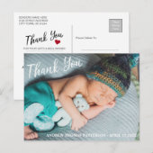 Dank je | Moderne Baby-foto Briefkaart (Voorkant / Achterkant)