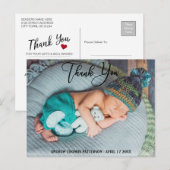 Dank je | Moderne Boho Baby-foto Briefkaart (Voorkant / Achterkant)