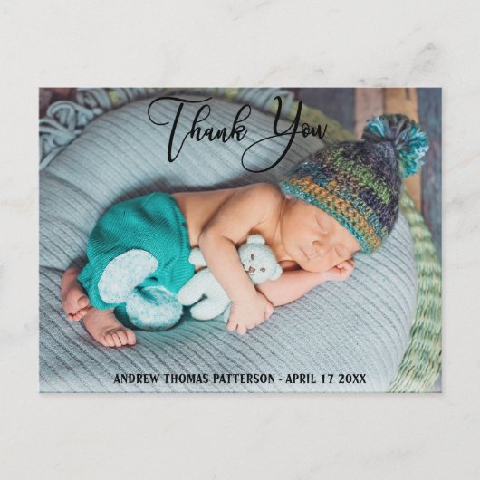Dank je | Moderne Boho Baby-foto Briefkaart (Voorkant)