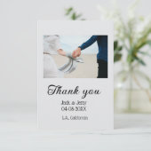 Dank je moderne eenvoudige huwelijks koppel naam b bedankkaart (Staand voorkant)
