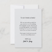 Dank je moderne eenvoudige huwelijks koppel naam b bedankkaart (Achterkant)