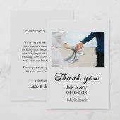 Dank je moderne eenvoudige huwelijks koppel naam b bedankkaart (Voorkant / Achterkant)