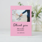 Dank je moderne eenvoudige huwelijks koppel naam b bedankkaart (Staand voorkant)