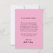 Dank je moderne eenvoudige huwelijks koppel naam b bedankkaart (Achterkant)