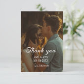 Dank je moderne eenvoudige trouwkoppel naam berich bedankkaart (Staand voorkant)