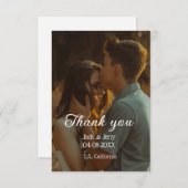 Dank je moderne eenvoudige trouwkoppel naam berich bedankkaart (Voorkant / Achterkant)