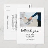 Dank je moderne eenvoudige trouwkoppel naam berich briefkaart (Voorkant / Achterkant)