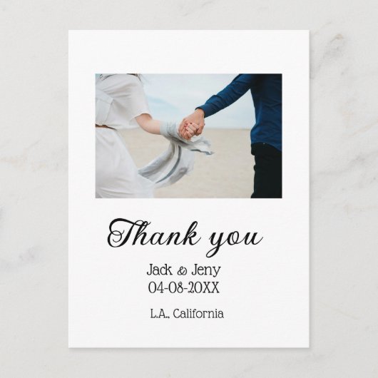 Dank je moderne eenvoudige trouwkoppel naam berich briefkaart (Voorkant)