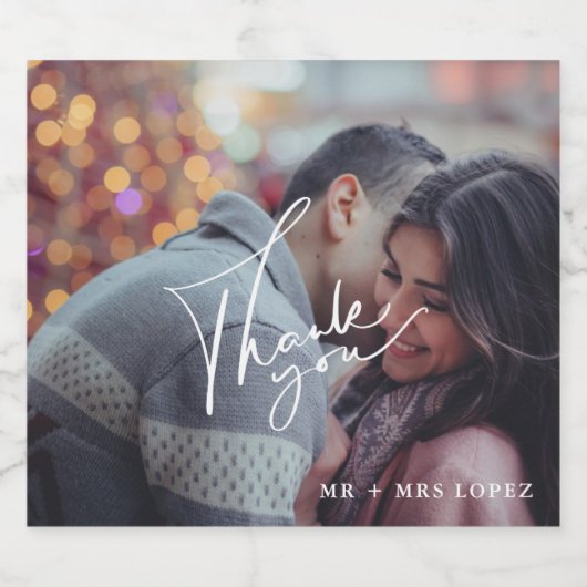 Dank je Moderne foto bruiloft Bier Etiket (Enkel label)