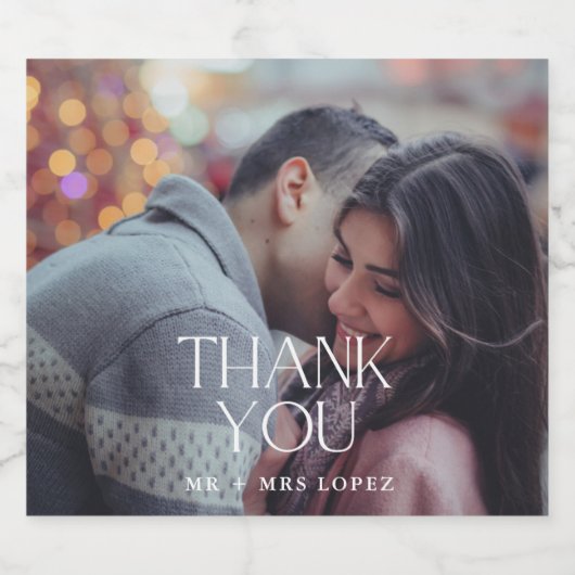 Dank je Moderne foto bruiloft Bier Etiket (Enkel label)