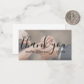 Dank je, moderne kalligrafie bruiloft vette foto notitiekaartje (Voorkant / Achterkant in situ)