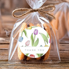 Dank Je Moderne Kleurrijke Tulpen Bloemstuk Ronde Sticker