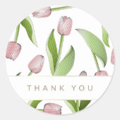 Dank je moderne roze tulp ronde sticker (Voorkant)