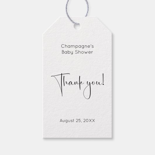 Dank je moderne script baby shower cadeaulabel (Voorkant)