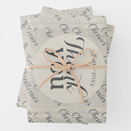 Dank je moderne script tekst textuur achtergrond inpakpapier vel (In situ)