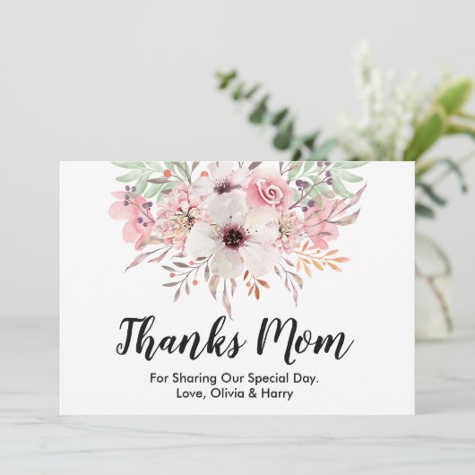 Dank je, moeder Country Floral | Trouw Trouwkaart Bedankkaart (Staand voorkant)