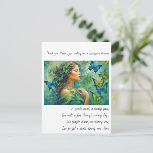 Dank je, Moeder Gedicht Briefkaart (Staand voorkant)