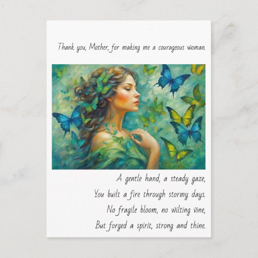 Dank je, Moeder Gedicht Briefkaart (Voorkant)