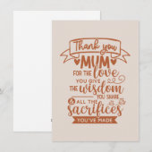Dank je moeder voor de liefde die je geeft de wijs feestdagenkaart (Voorkant / Achterkant)