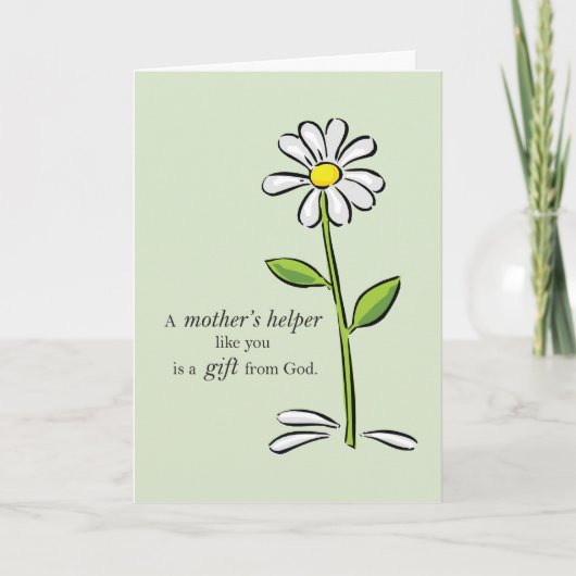 Dank je Moeder's Helper, Religieuze Groene Madelie Bedankkaart (Voorkant)