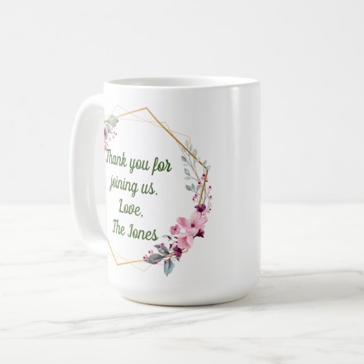 Dank je Mok, Mok Gift, bruiloft Favors (Voorkant links)