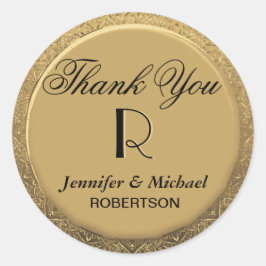 Dank je Monogram Wedding Seal Ronde Sticker