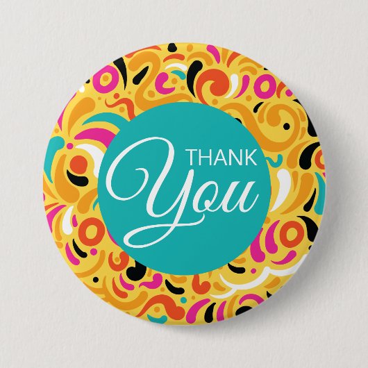 Dank Je Mooi Kleurrijk Abstract Ronde Button 7,6 Cm (Voorkant)