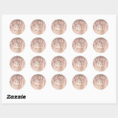 Dank je mooie 16e Bruidsroos Bruiloft Glitter Drip Ronde Sticker (Vel)