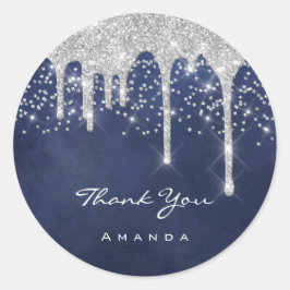 Dank je mooie 16e bruiloft blauwe Navy gunst Cl Ronde Sticker