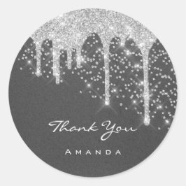 Dank je mooie 16e bruiloft kraft zilveren druppel ronde sticker