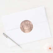 Dank je mooie 16e bruiloft Roos Glitter Drip Ronde Sticker (Envelop)