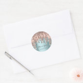 Dank je mooie 16e bruiloft roze blauwe druppel ronde sticker (Envelop)